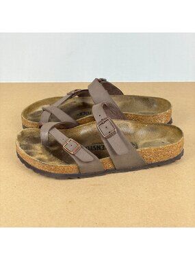Birkenstock Mayari Birko Flor Sandals Womens 6 Brown Slip On Toe Strap Buckles